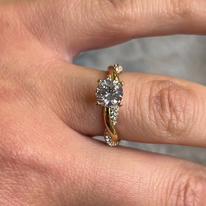 Amelia Moissanite Engagement Ring with Twisted Band