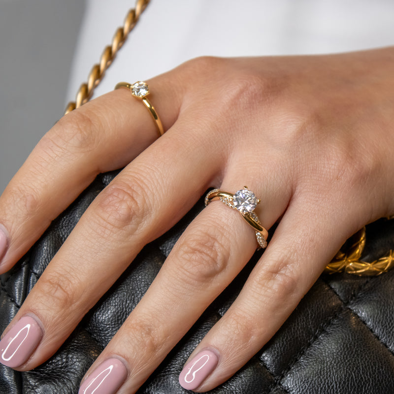Amelia Twist Engagement Ring | Intertwined Pave Diamond Ring