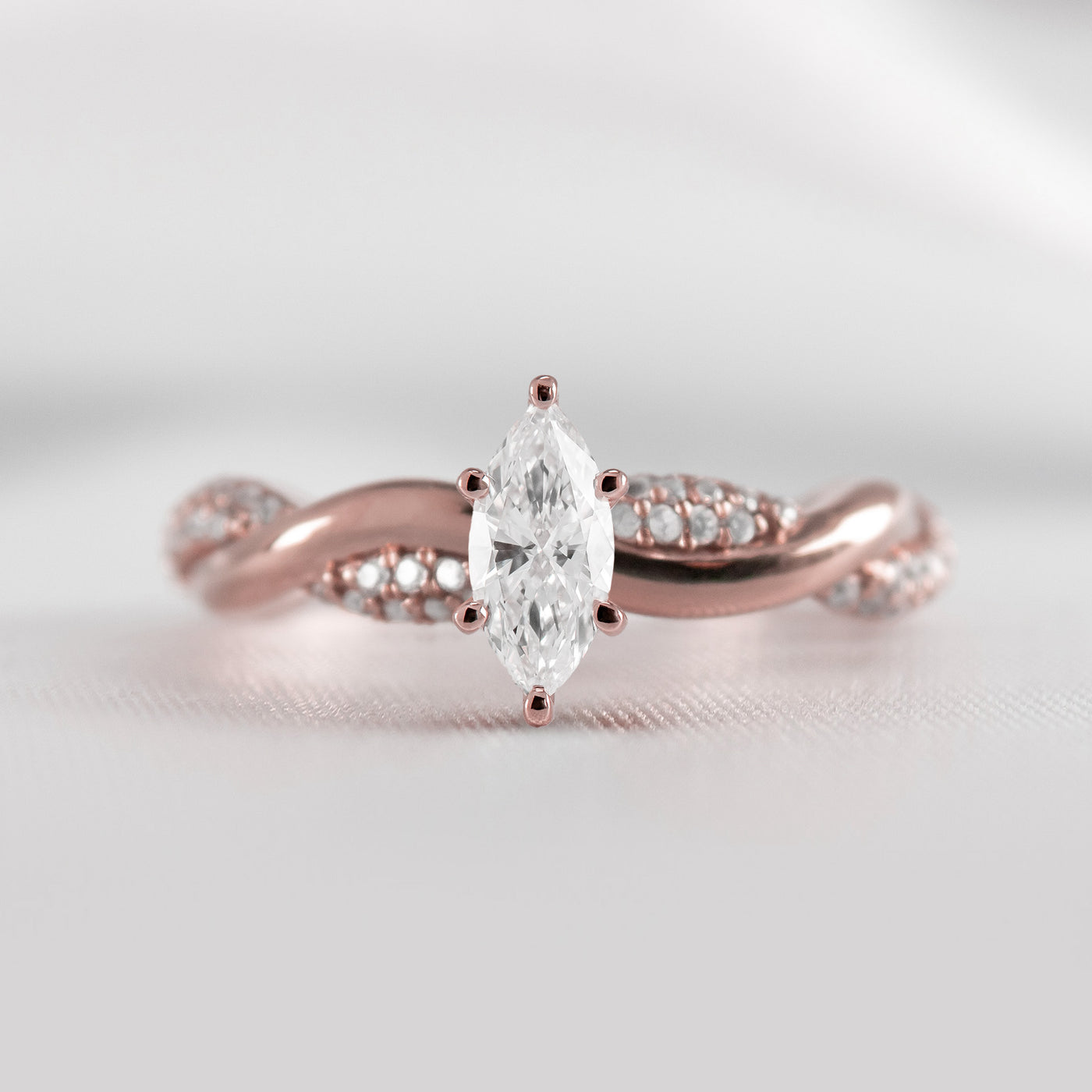 Shown in 0.80 Carat * The Amelia Diamond Twist Engagement Ring | Lisa Robin#color_14k-rose-gold