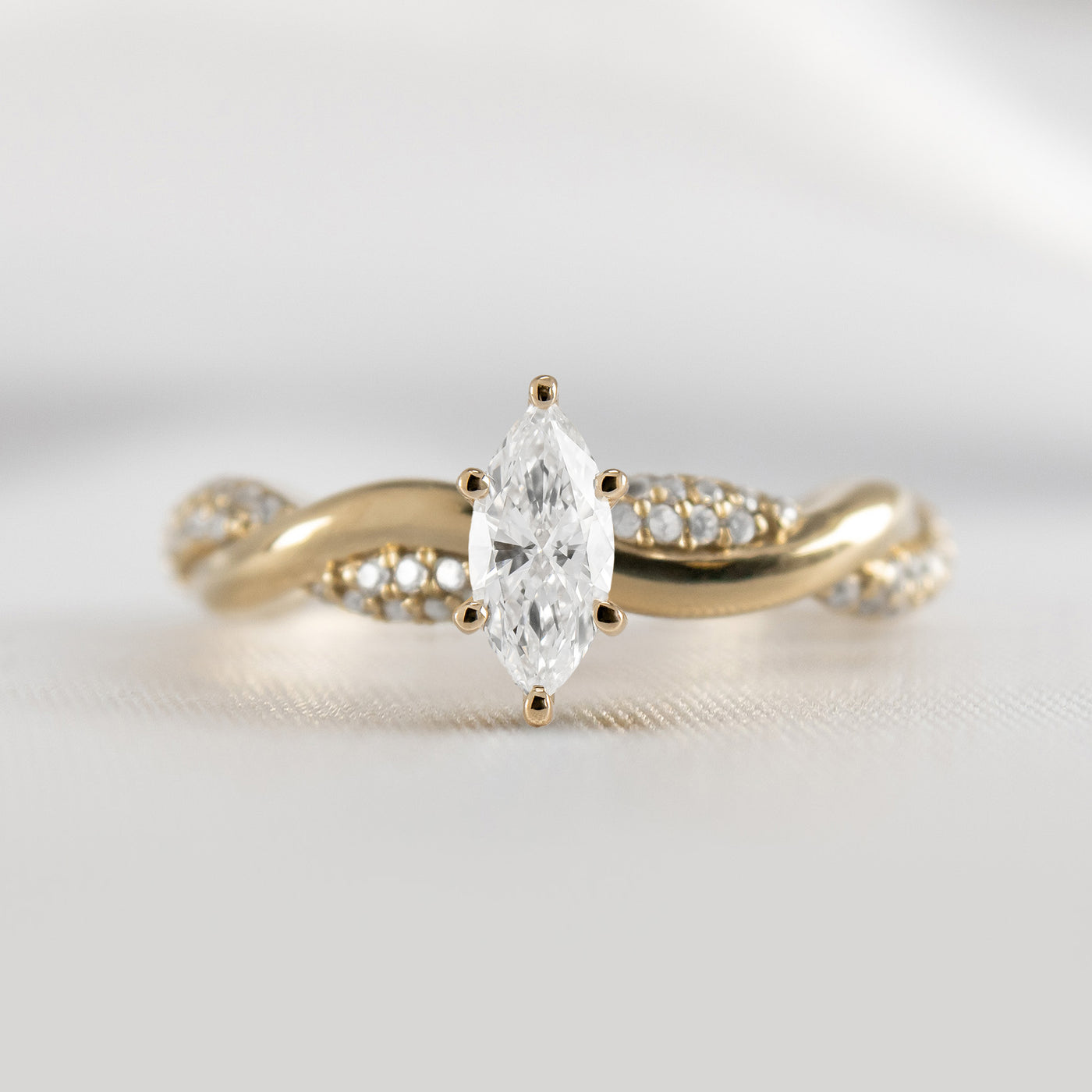 Shown in 0.80 Carat * The Amelia Diamond Twist Engagement Ring | Lisa Robin#color_14k-yellow-gold