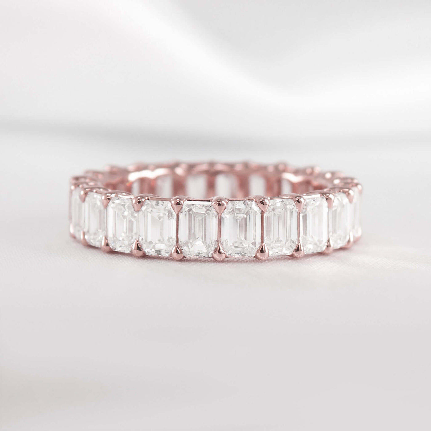 The Aniston Emerald Cut Diamond Eternity Ring | Lisa Robin#color_14k-rose-gold