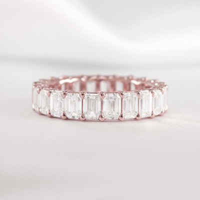 The Aniston Emerald Cut Diamond Eternity Ring | Lisa Robin#color_14k-rose-gold