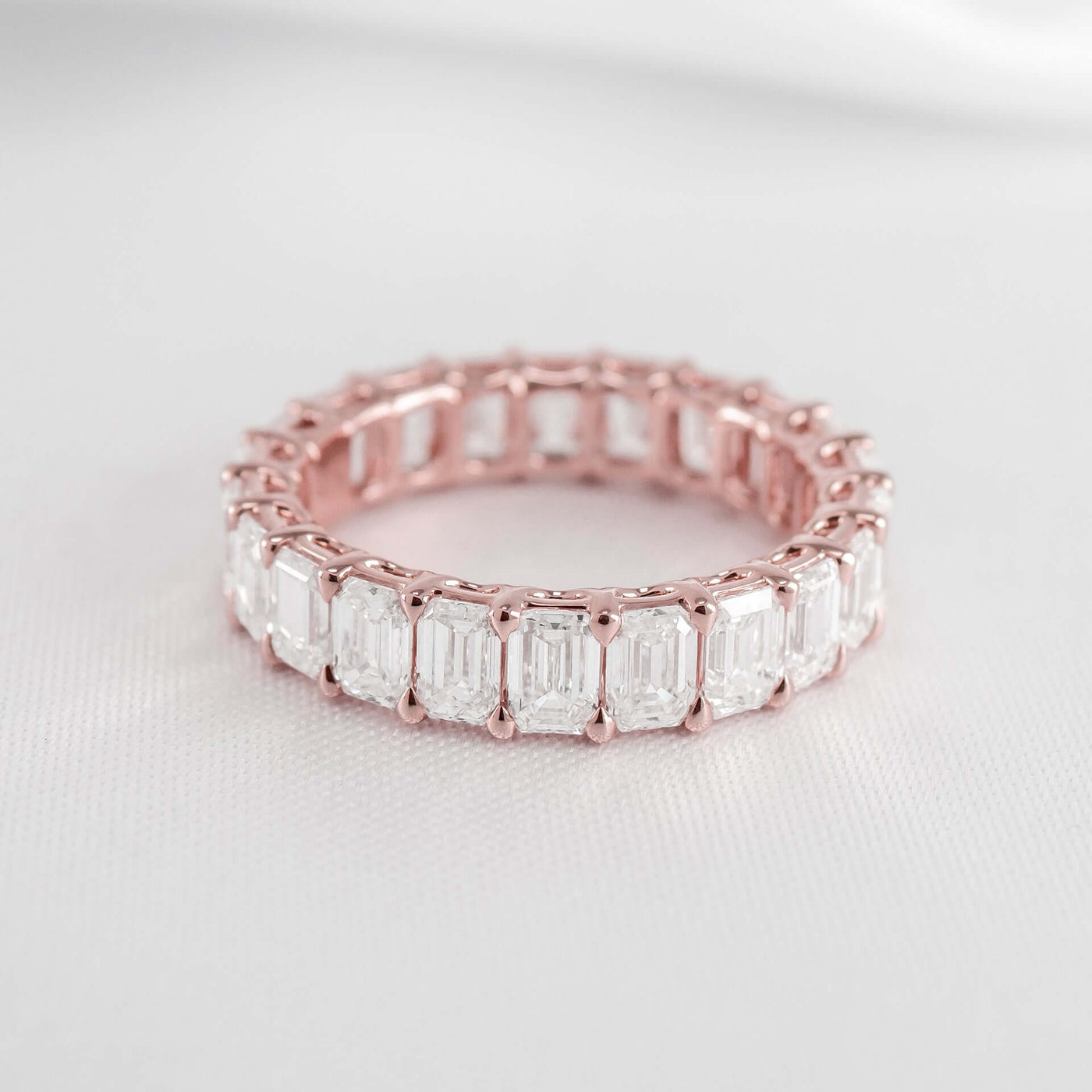 The Aniston Emerald Cut Diamond Eternity Ring | Lisa Robin#color_14k-rose-gold