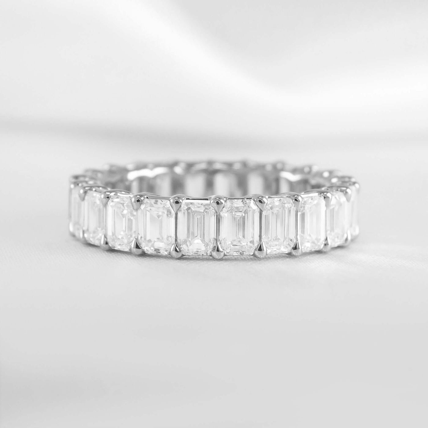 The Aniston Emerald Cut Diamond Eternity Ring | Lisa Robin#color_14k-white-gold