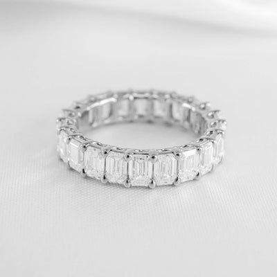 The Aniston Emerald Cut Diamond Eternity Ring | Lisa Robin#color_14k-white-gold