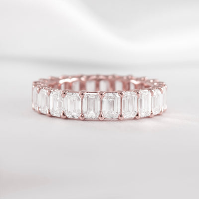 The Aniston Emerald Cut Diamond Eternity Ring | Lisa Robin#color_18k-rose-gold