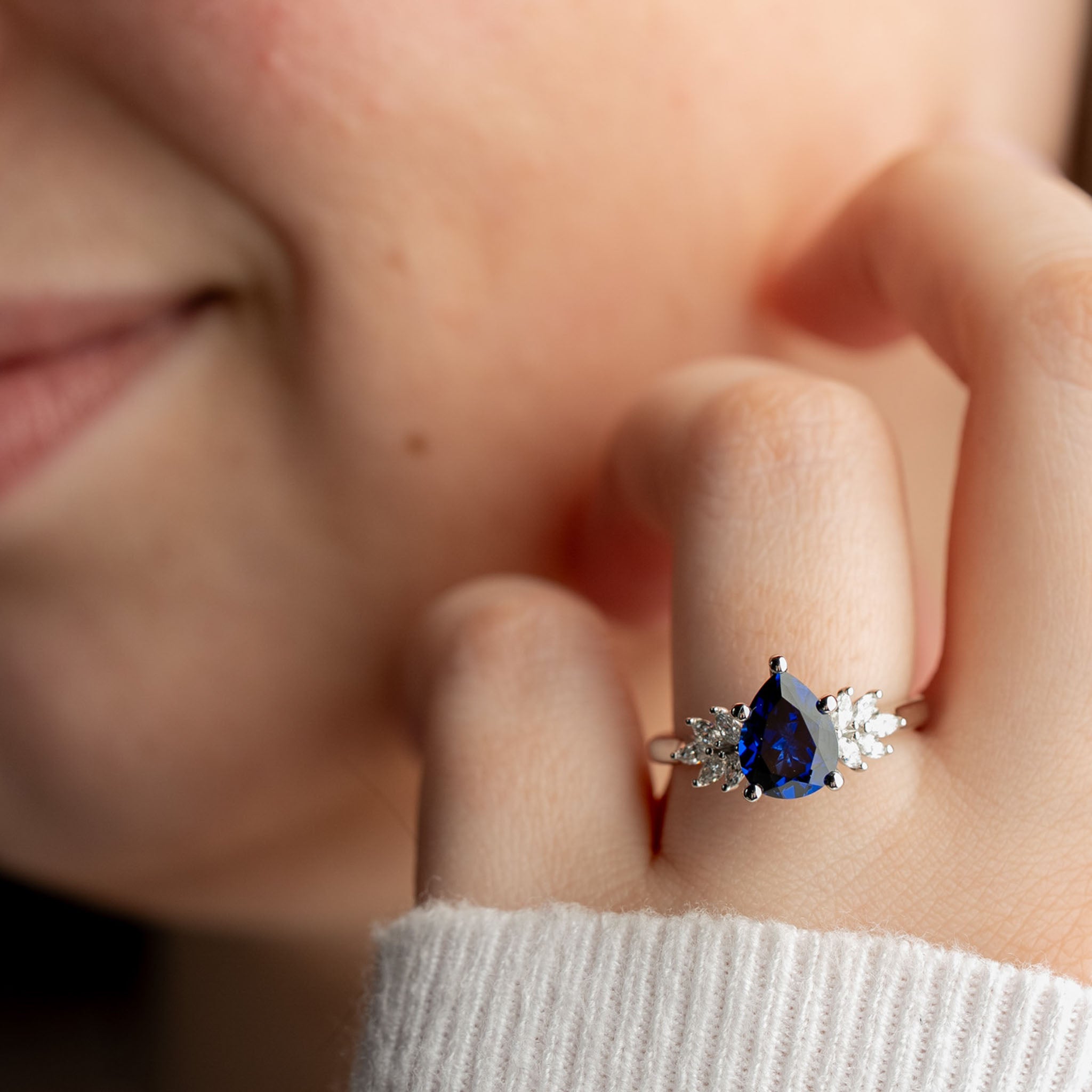 The Anna Sapphire Cluster Engagement Ring
