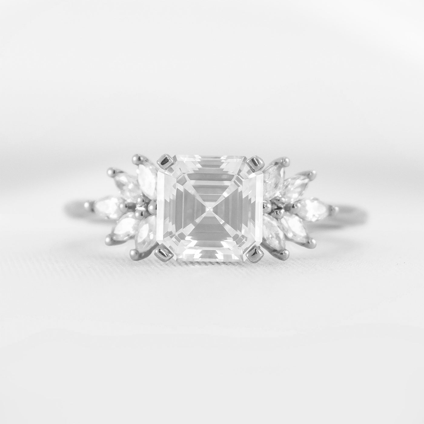 Shown in 1.5 carat * The Anna Diamond Cluster Engagement Ring | Lisa Robin#color_14k-white-gold