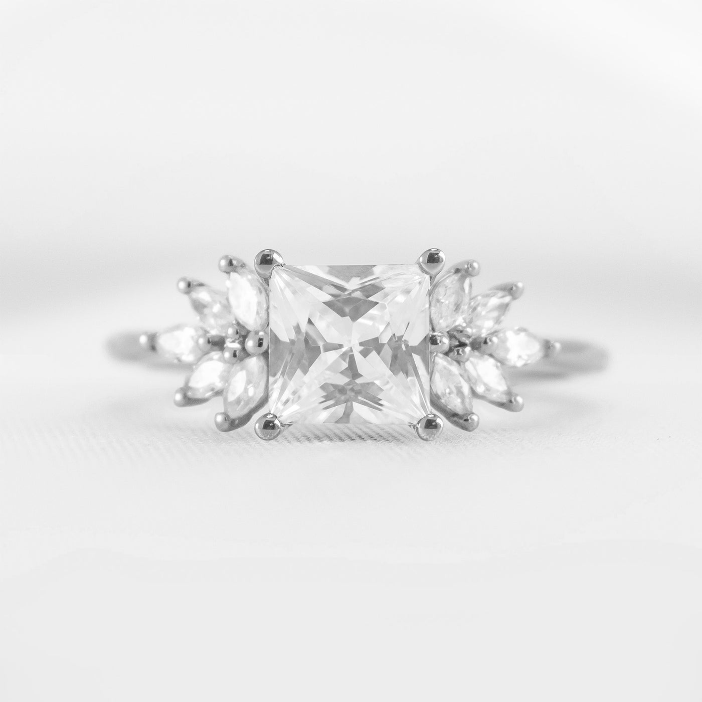 Shown in 1.5 carat * The Anna Diamond Cluster Engagement Ring | Lisa Robin#color_14k-white-gold