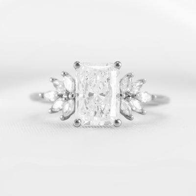 Shown in 1.5 carat * The Anna Diamond Cluster Engagement Ring | Lisa Robin#color_14k-white-gold