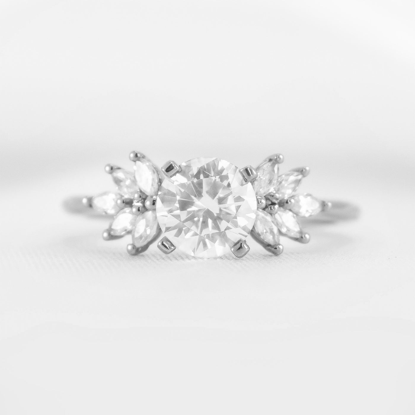 Shown in 1.0 carat * The Anna Diamond Cluster Engagement Ring | Lisa Robin#color_platinum