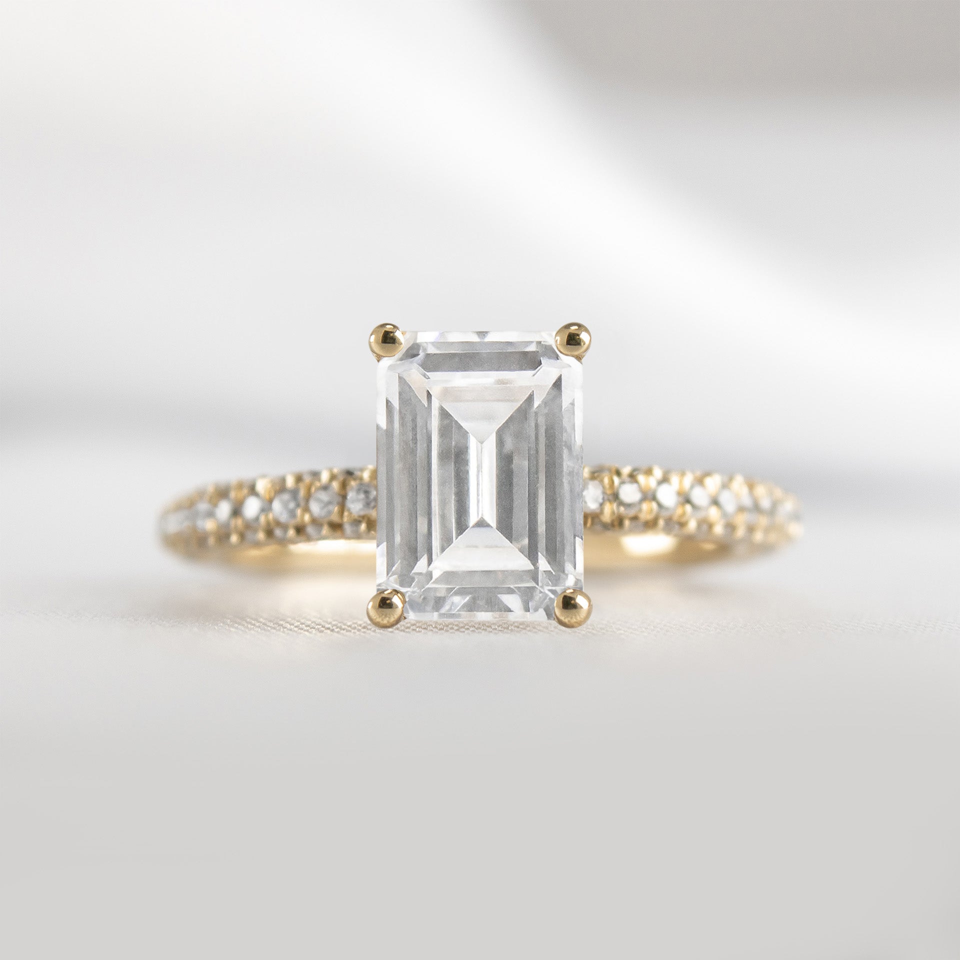 Shown in 1.5 Carat * The Ari Pavé Diamond Engagement Ring | Lisa Robin#shape_emerald