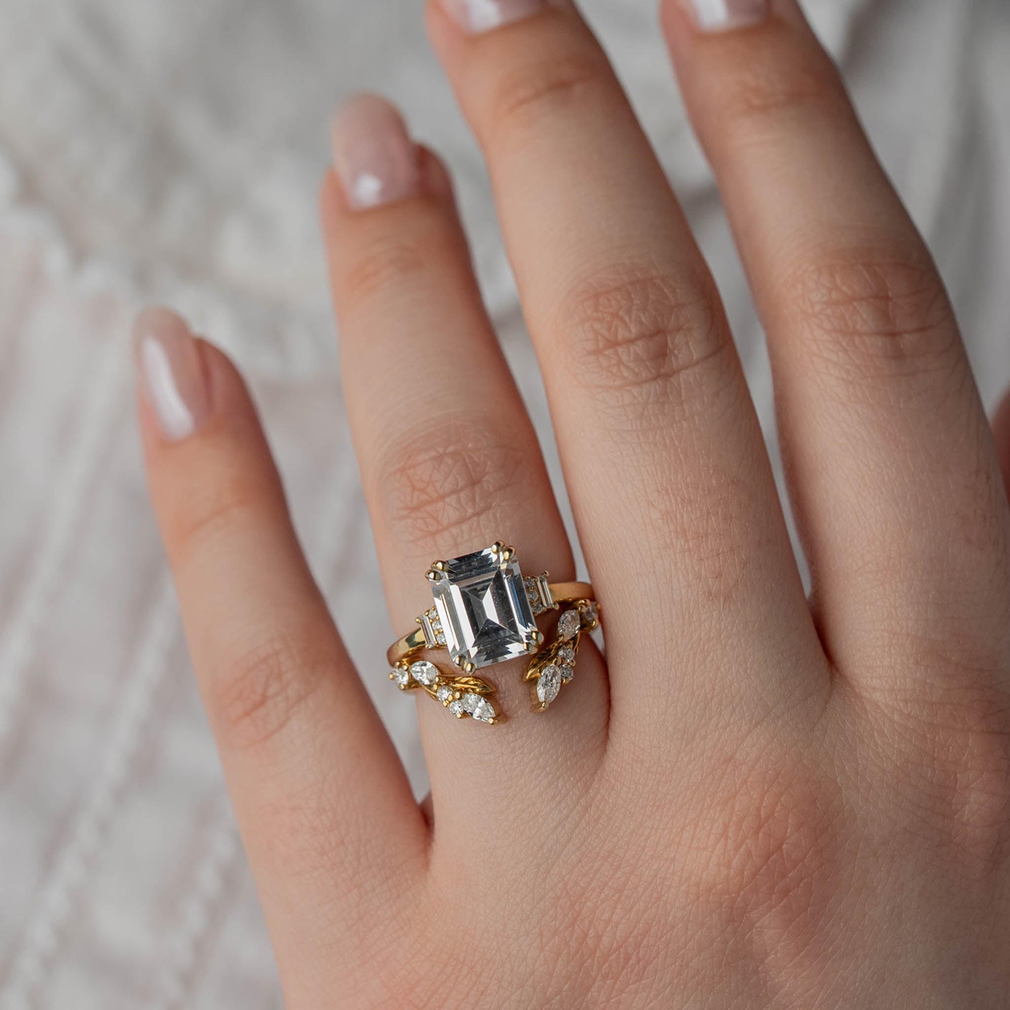 Shown in 1.5 Carat Diamond*The Aston Art Deco Style Engagement Ring with emerald cut diamond in yellow gold from front by Lisa Robin#color_14k-yellow-gold