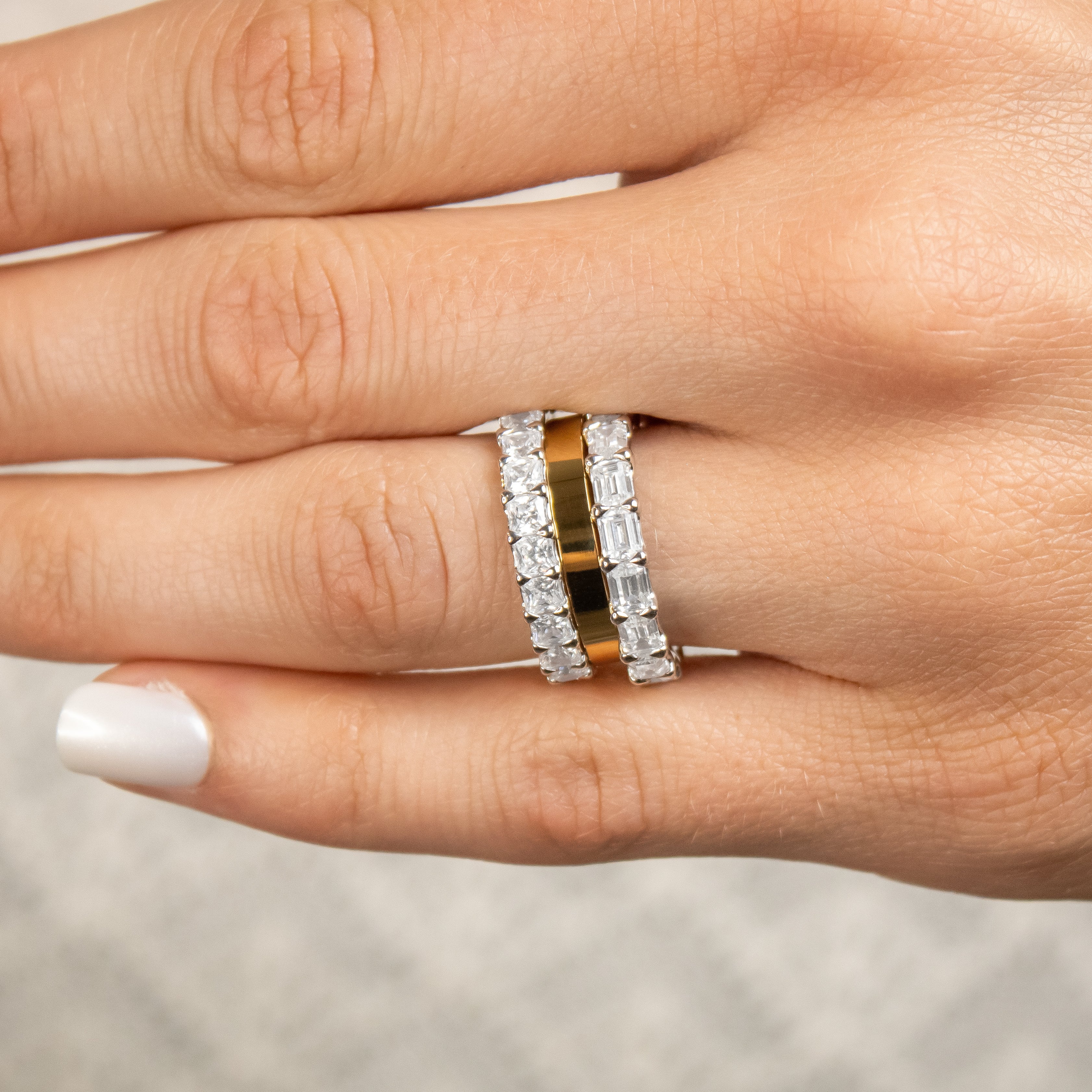 The Avery East West Emerald Cut Eternity Ring