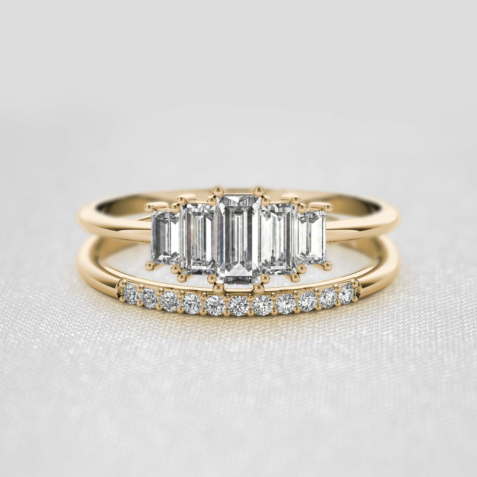 The Bellamy Art Deco Vintage Style Diamond Wedding Set | Lisa Robin#color_14k-yellow-gold