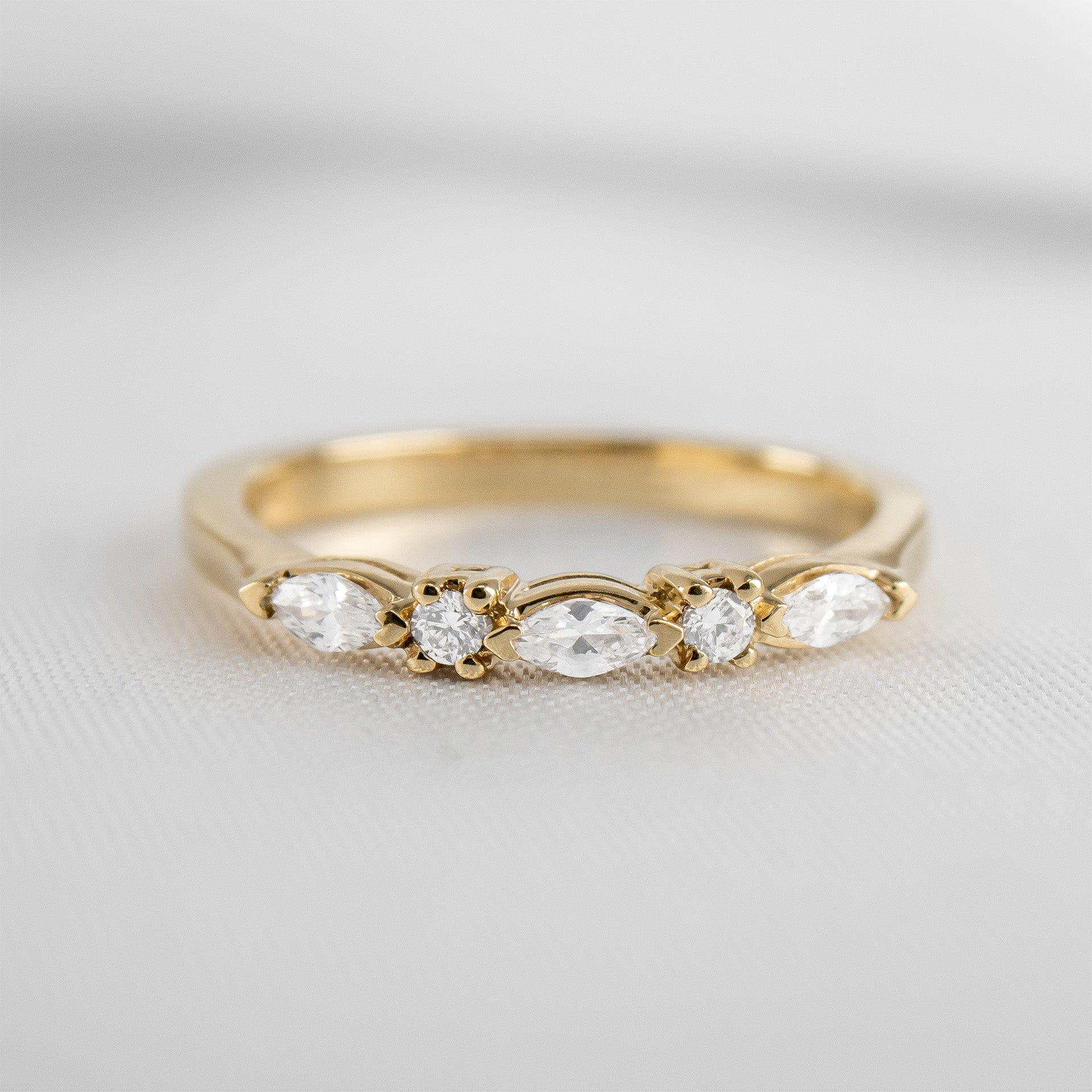 Blake marquise lab diamond 18K yellow gold wedding band by Lisa Robin#color_18k-yellow-gold