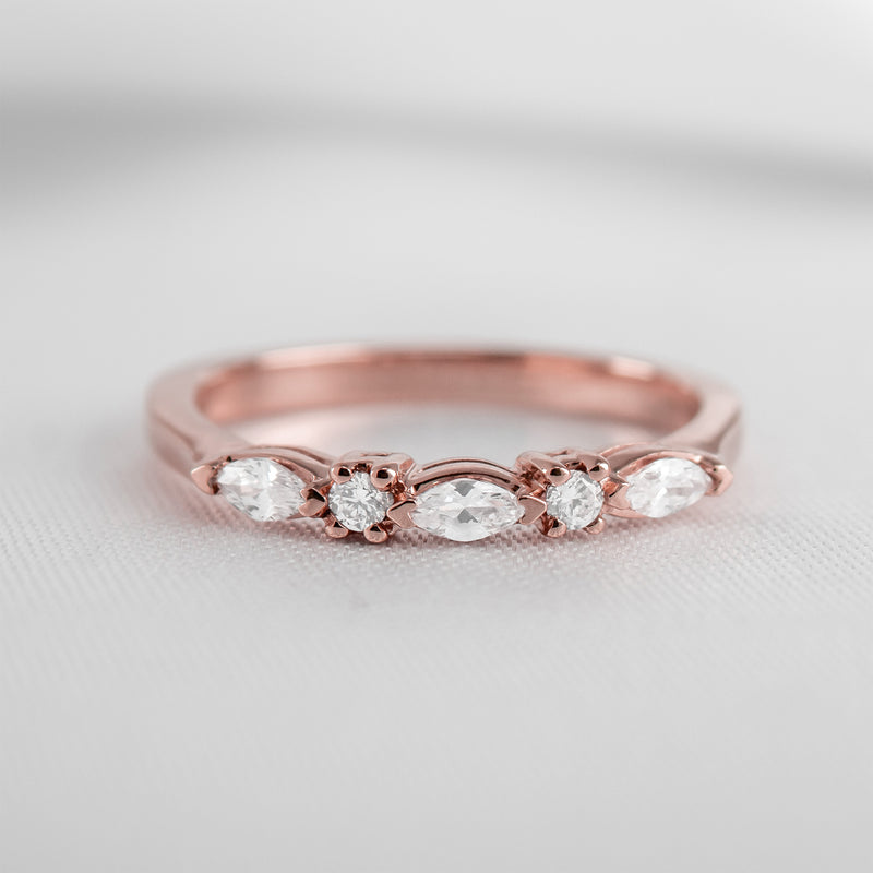 Blake Marquise and Round Diamond wedding ring | Lisa Robin