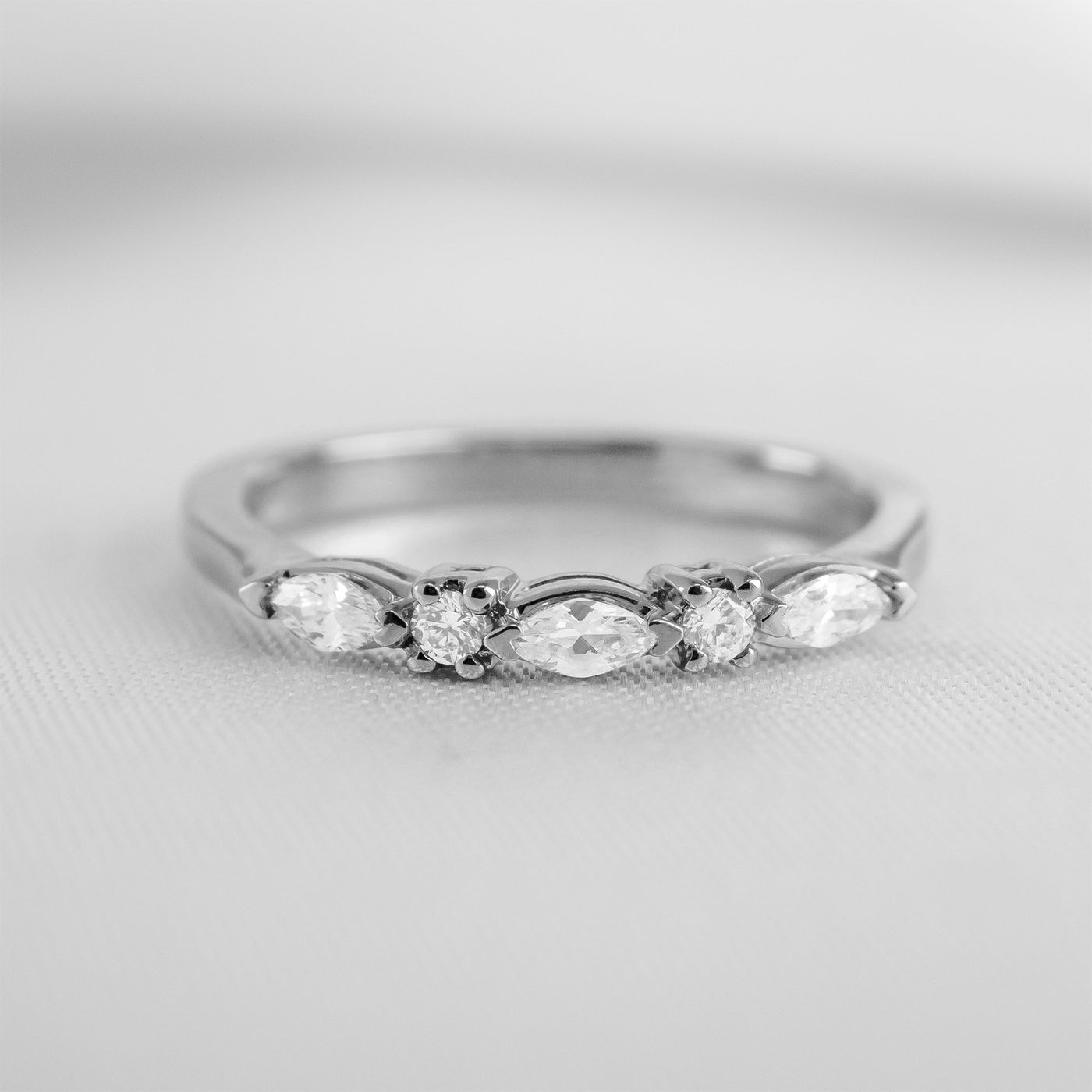 Blake Marquise and Round Diamond wedding ring | Lisa Robin#color_10k-white-gold