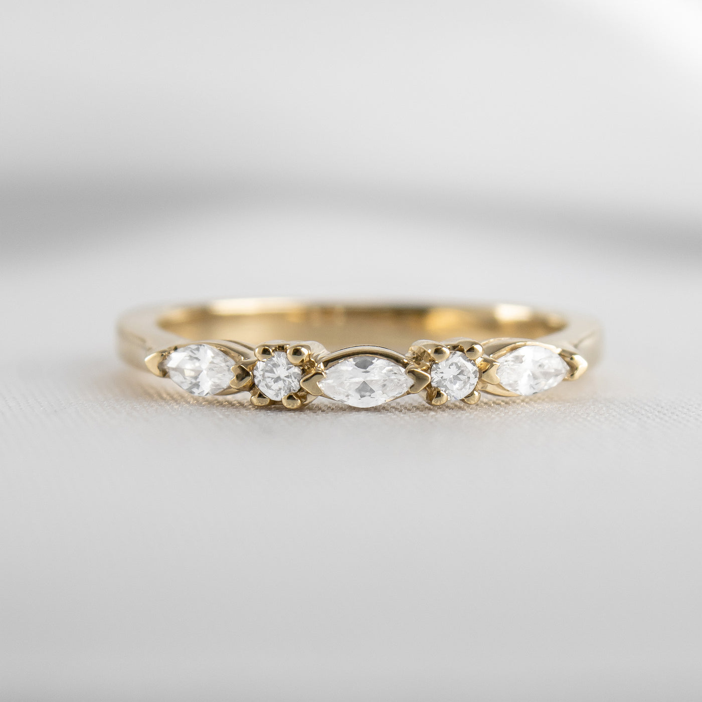 Blake Marquise and Round Diamond wedding ring | Lisa Robin#color_18k-yellow-gold
