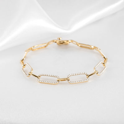 Gold and Diamond Chain Link Bracelet - Lisa Robin