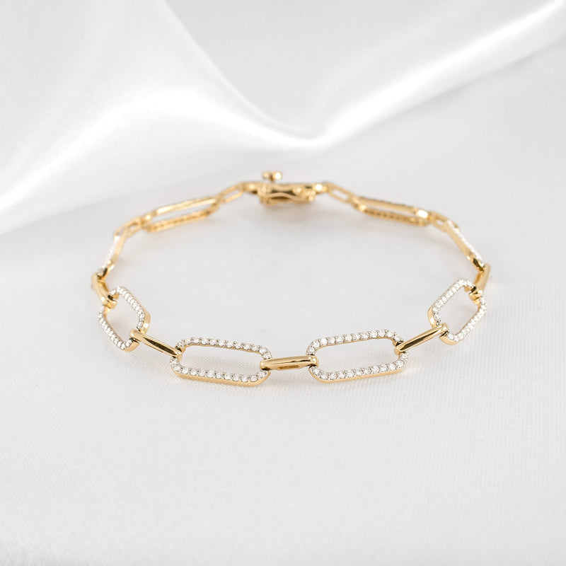 Gold and Diamond Chain Link Bracelet - Lisa Robin