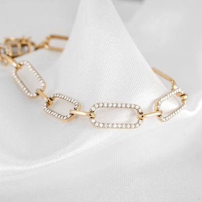 Gold and Diamond Chain Link Bracelet - Lisa Robin