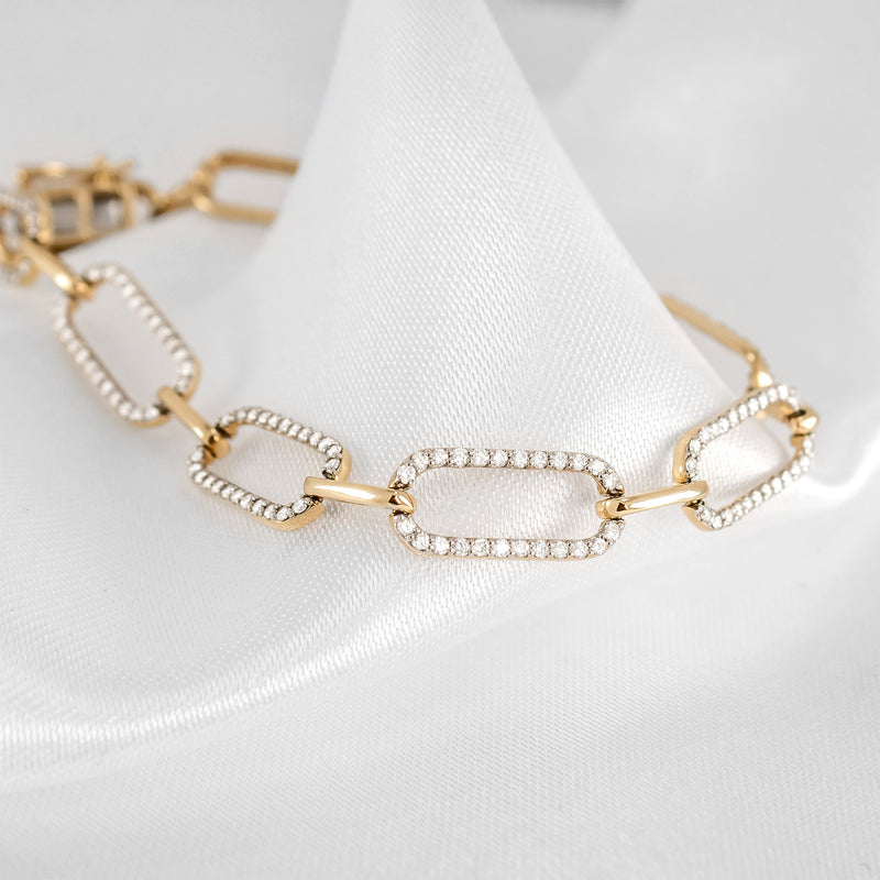 Gold and Diamond Chain Link Bracelet - Lisa Robin