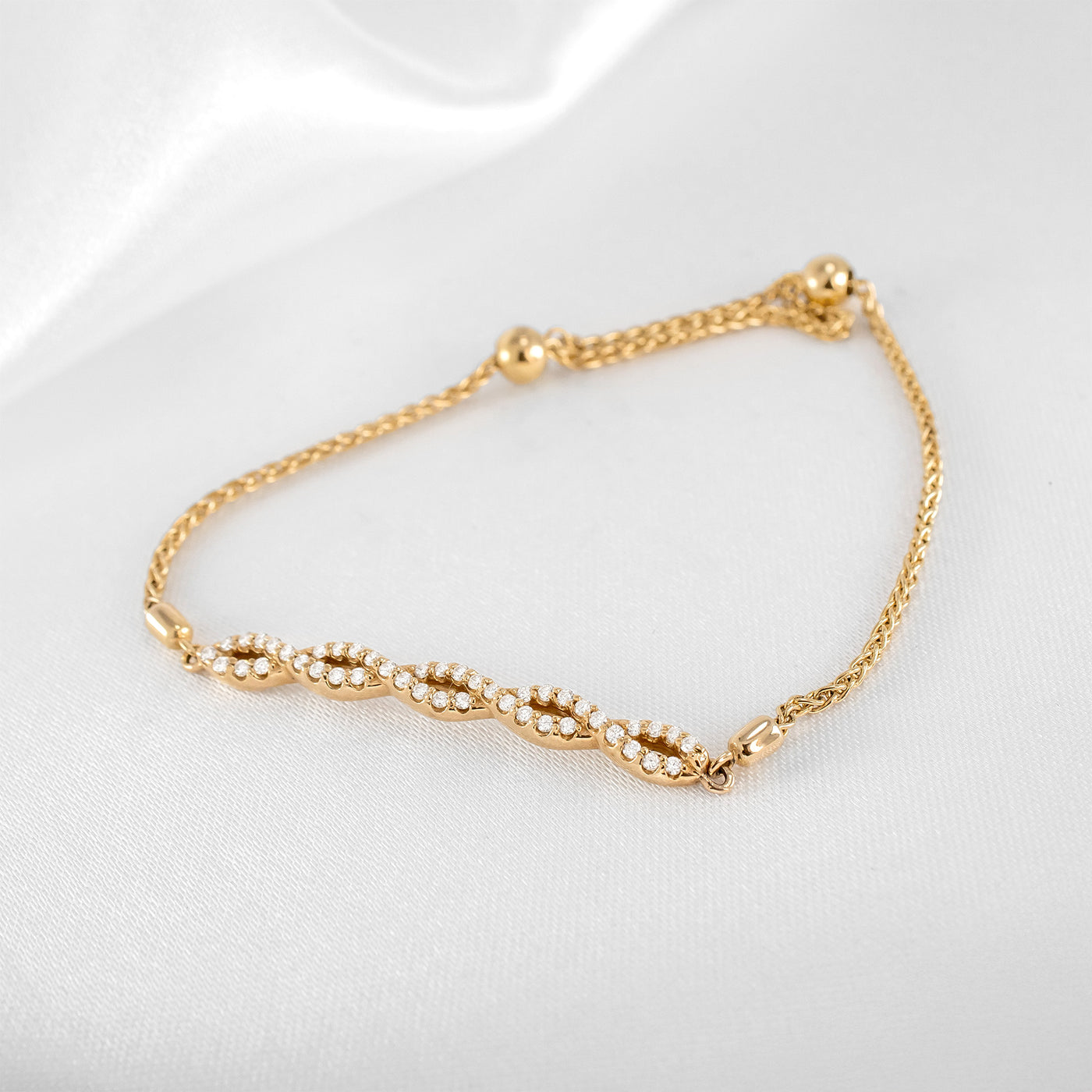 Twist Diamond Bolo Bracelet | Adjustable Gold Diamond Bracelet - Lisa Robin