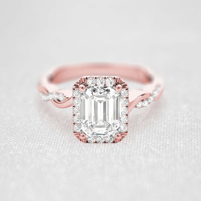 Shown in 1.0 Carat * The Briony Halo Twist Engagement Ring | Lisa Robin#shape_emerald