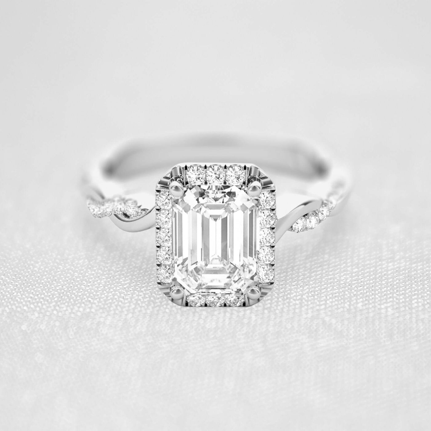 Shown in 1.0 Carat * The Briony Halo Twist Engagement Ring | Lisa Robin