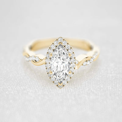 Shown in 1.0 Carat * The Briony Halo Twist Engagement Ring | Lisa Robin#shape_marquise