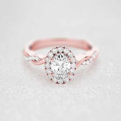 Shown in 1.0 Carat * The Briony Halo Twist Engagement Ring | Lisa Robin#shape_oval