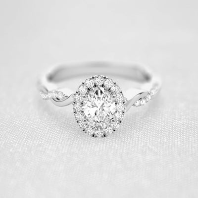 Shown in 1.0 Carat * The Briony Halo Twist Engagement Ring | Lisa Robin#shape_oval
