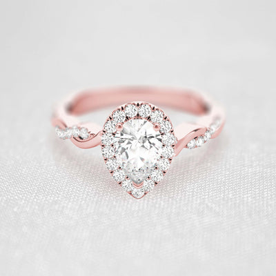 Shown in 1.0 Carat * The Briony Halo Twist Engagement Ring | Lisa Robin#shape_pear