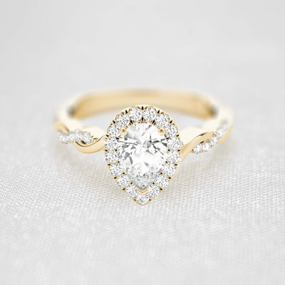 Shown in 1.0 Carat * The Briony Halo Twist Engagement Ring | Lisa Robin