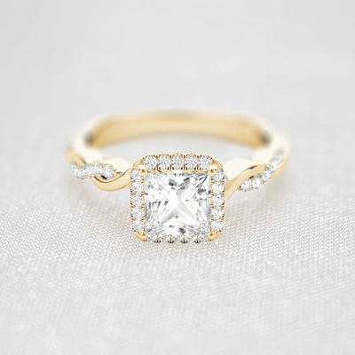 Shown in 1.0 Carat * The Briony Halo Twist Engagement Ring | Lisa Robin#shape_princess