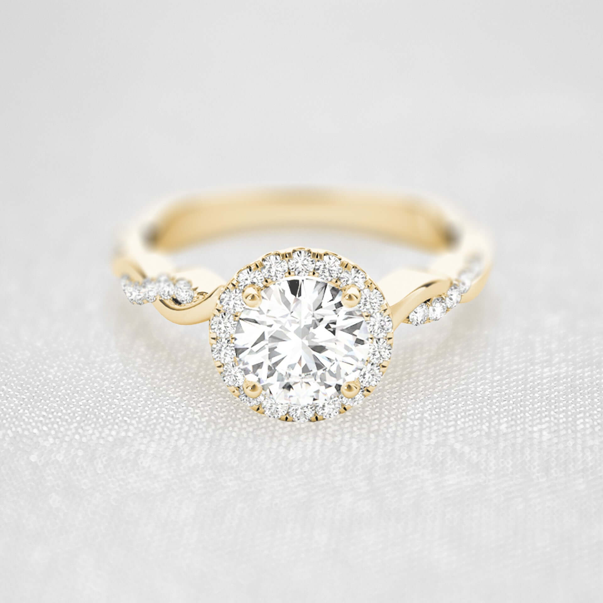Shown in 1.0 Carat * The Briony Halo Twist Engagement Ring | Lisa Robin#shape_round