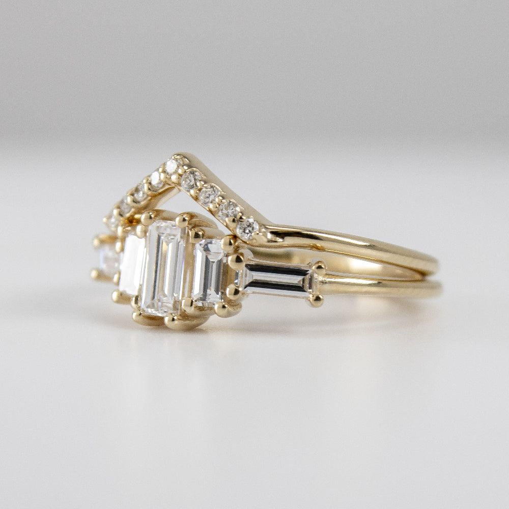 Brooklyn Art Deco Diamond Wedding Set with Baguettes