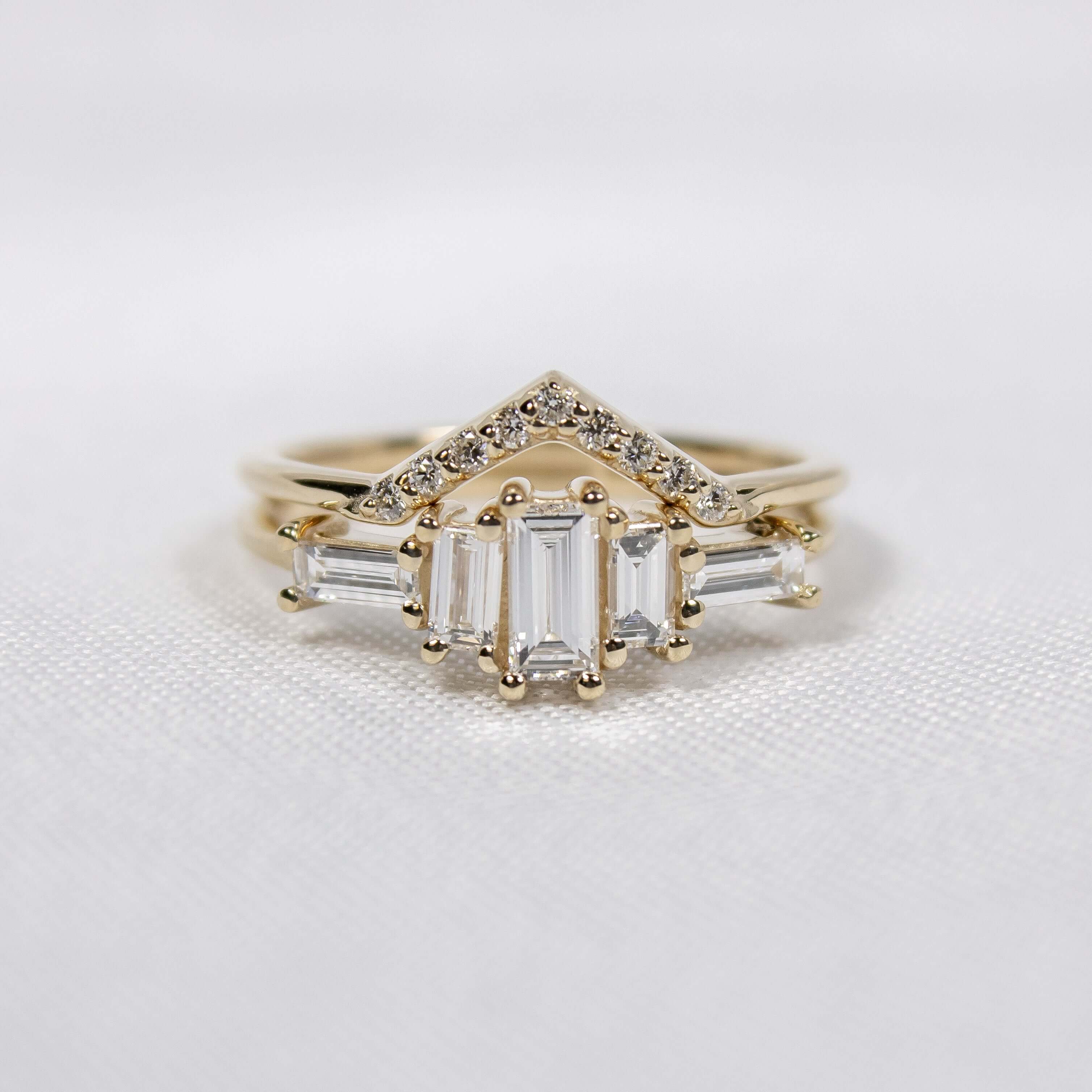 The Brooklyn Art Deco Diamond Wedding Set - Lisa Robin#color_14k-yellow-gold