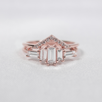 The Brooklyn Art Deco Diamond Wedding Set | Lisa Robin#color_14k-rose-gold