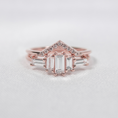 The Brooklyn Art Deco Diamond Wedding Set | Lisa Robin#color_14k-rose-gold