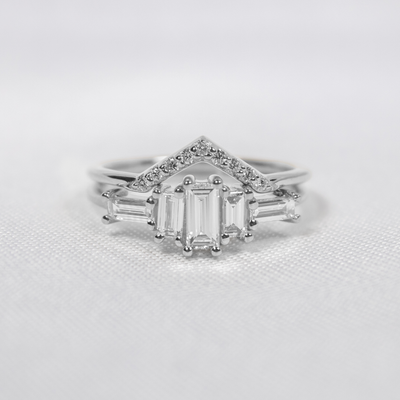 The Brooklyn Art Deco Diamond Wedding Set | Lisa Robin#color_14k-white-gold