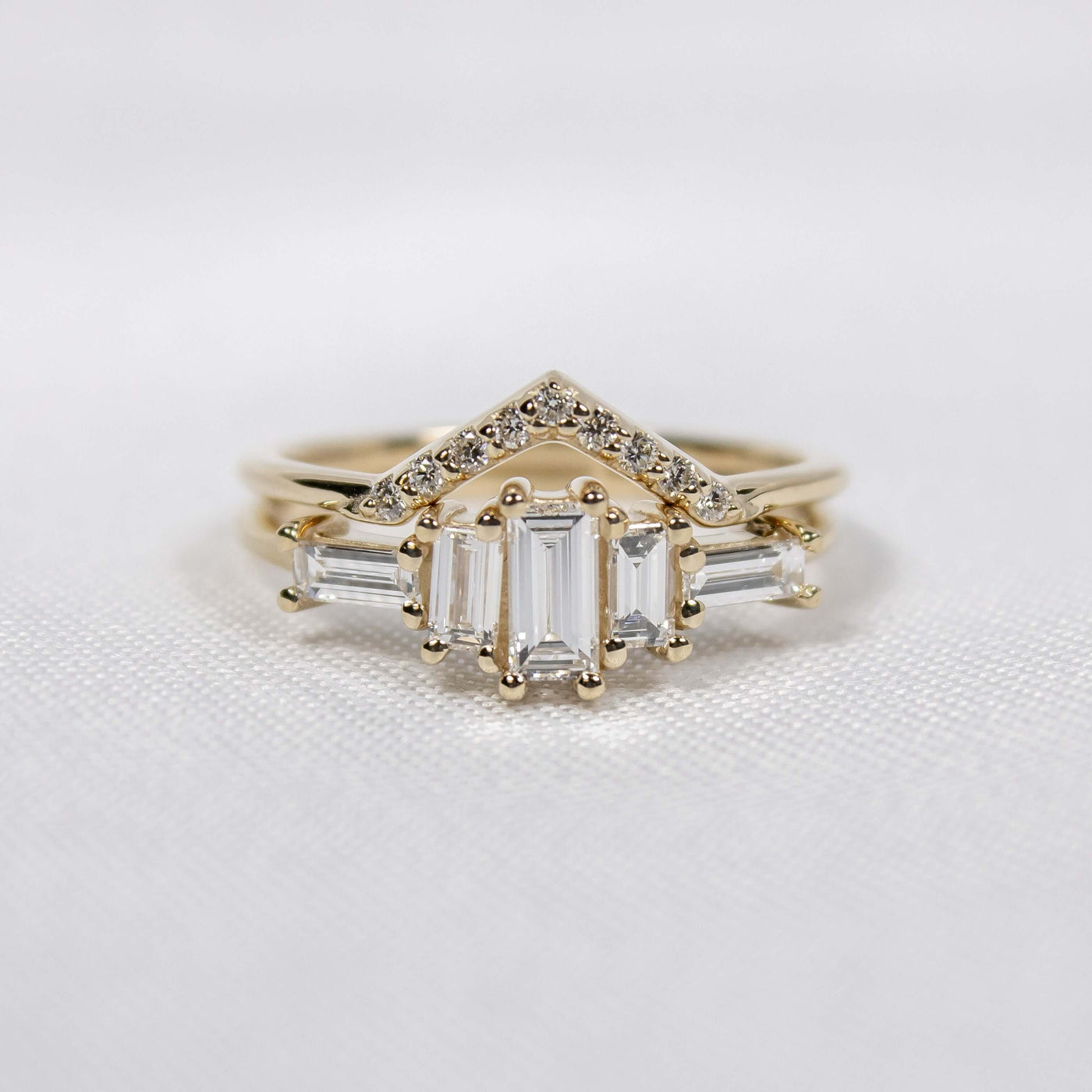 The Brooklyn Art Deco Diamond Wedding Set - Lisa Robin#color_14k-yellow-gold