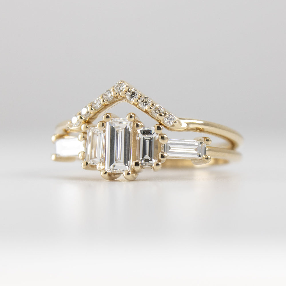 Brooklyn Art Deco Diamond Wedding Set with Baguettes