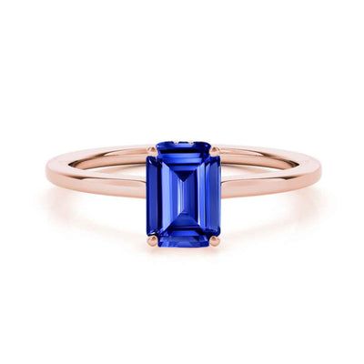 Shown in 1.0 carat*The Casey Emerald Cut Sapphire Hidden Halo Engagement Ring | Lisa Robin#color_14k-rose-gold