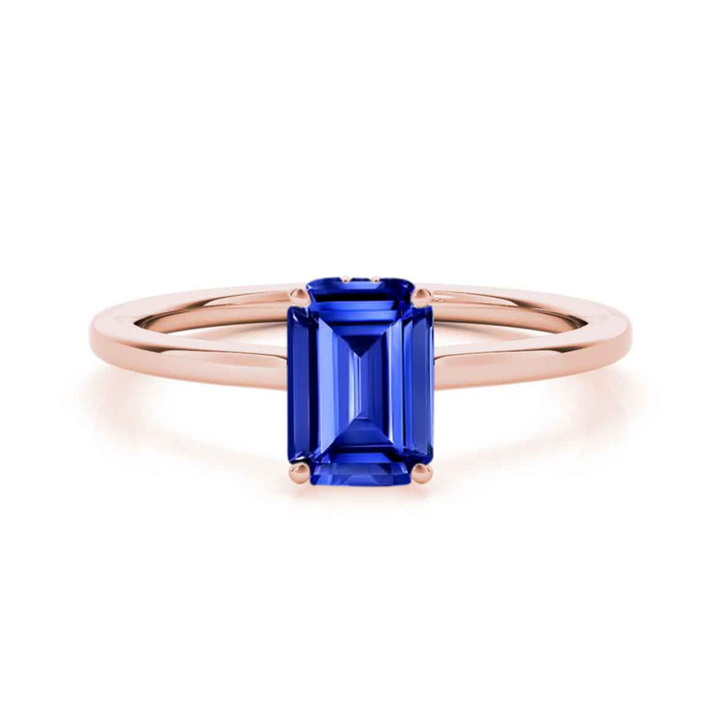 Shown in 1.0 carat*The Casey Emerald Cut Sapphire Hidden Halo Engagement Ring | Lisa Robin