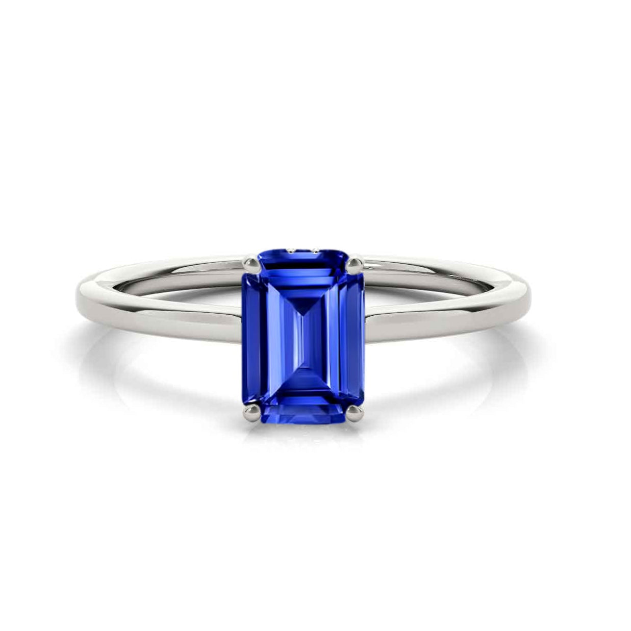 Shown in 1.0 carat*The Casey Emerald Cut Sapphire Hidden Halo Engagement Ring | Lisa Robin#color_14k-white-gold