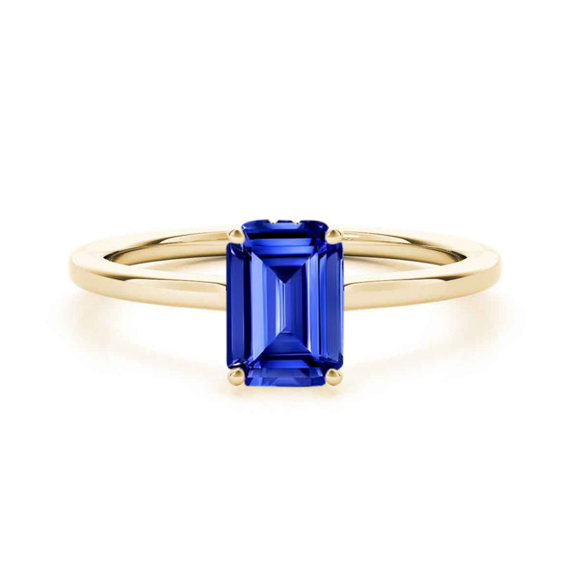 Shown in 1.0 carat*The Casey Emerald Cut Sapphire Hidden Halo Engagement Ring | Lisa Robin