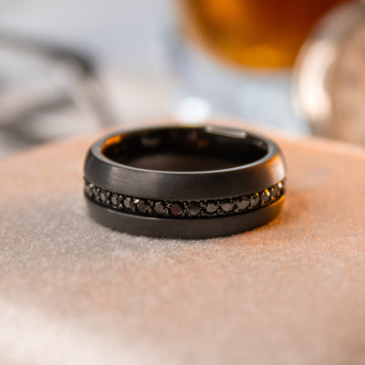 The Campbell Black Tungsten Ring With Black Sapphires