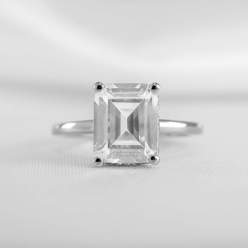 Shown in 2.0 carat * The Casey Hidden Halo Emerald Diamond Engagement Ring | Lisa Robin